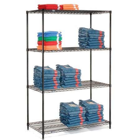 NEXEL Black Epoxy, 5 Tier, Wire Shelving Starter Unit, 60W x 14D x 63H 14606B5